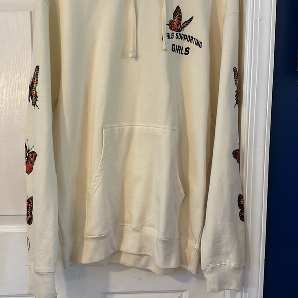 NWOT Fanjoy Cream Colored Girls Supporting Girls Long Sleeve Hooded Sweatshirt - Picture 3 of 9